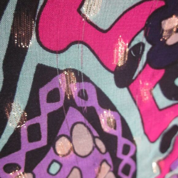 Tibi Womens Colorful Silk Dress Size 8 Knee Length Gold Metallic Dots Side Zip - Picture 8 of 9